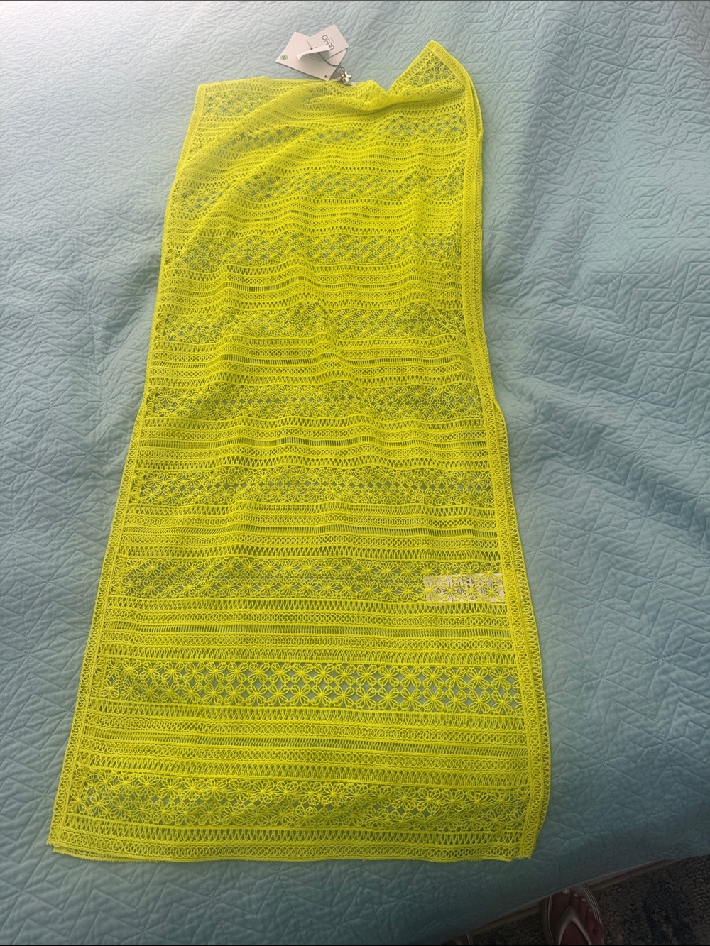 NWT Liu-Jo Milano Maxi Highlight Yellow Crochet Beach Cover-up sz S-M Orig $130